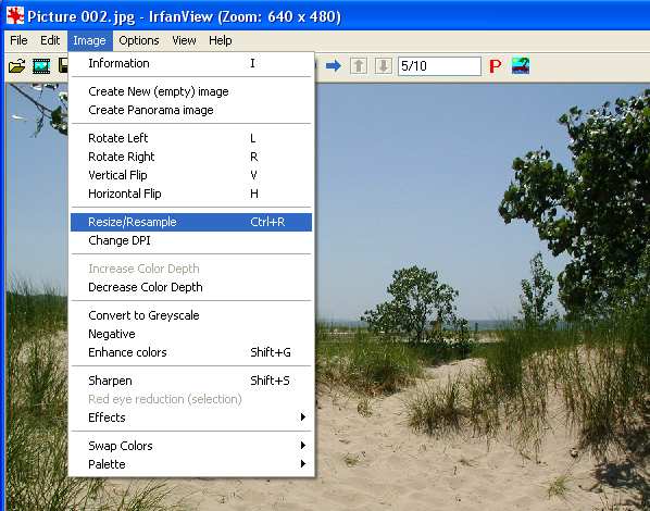 Click Resize/Resample to get to the next step